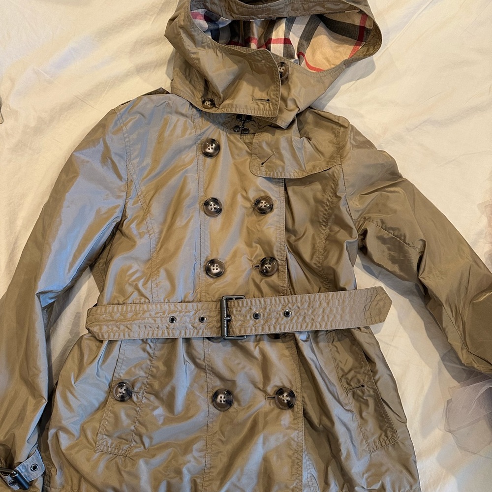 Burberry girls  coat with hoodie size 7